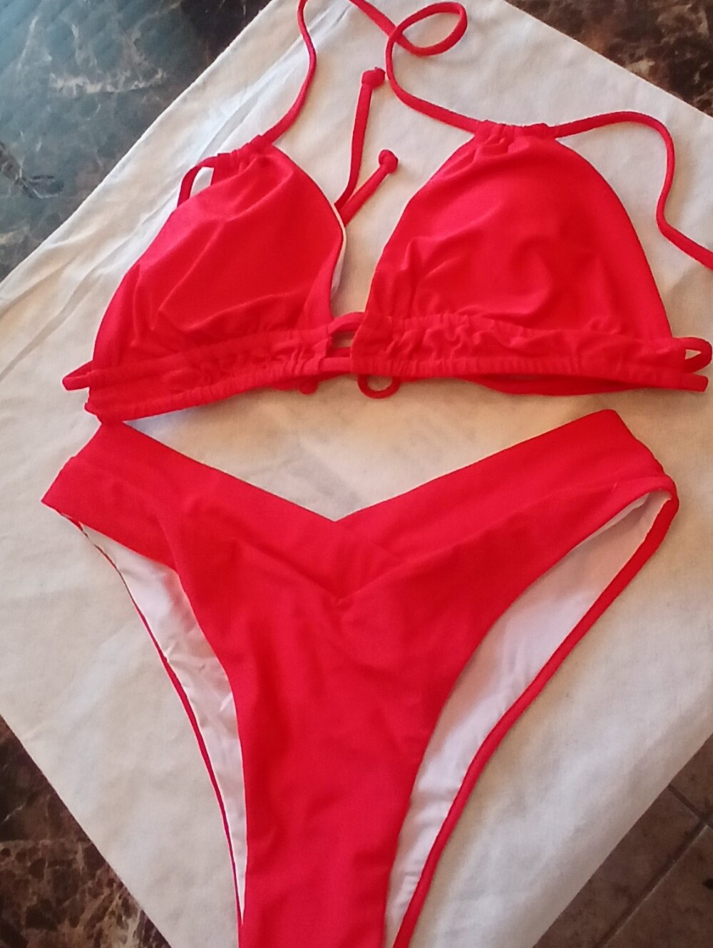 Red Two-Piece Triangle Bikini